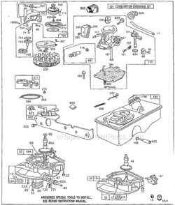 Page B Diagram and Parts List for 92500  Briggs and Stratton Engine